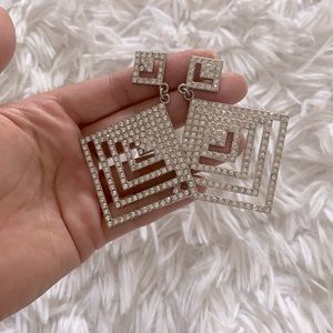 Chandelier diamond triangle earrings